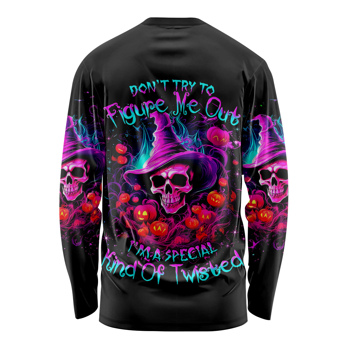 Witch Pumkin Skull Long Sleeve Shirt Don't Try To Figure Me Out I'm A Special - Wonder Print Shop