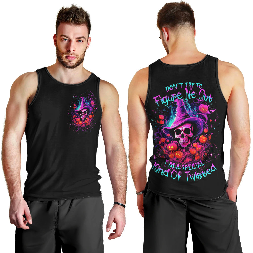 Witch Pumkin Skull Men Tank Top Don't Try To Figure Me Out I'm A Special - Wonder Print Shop