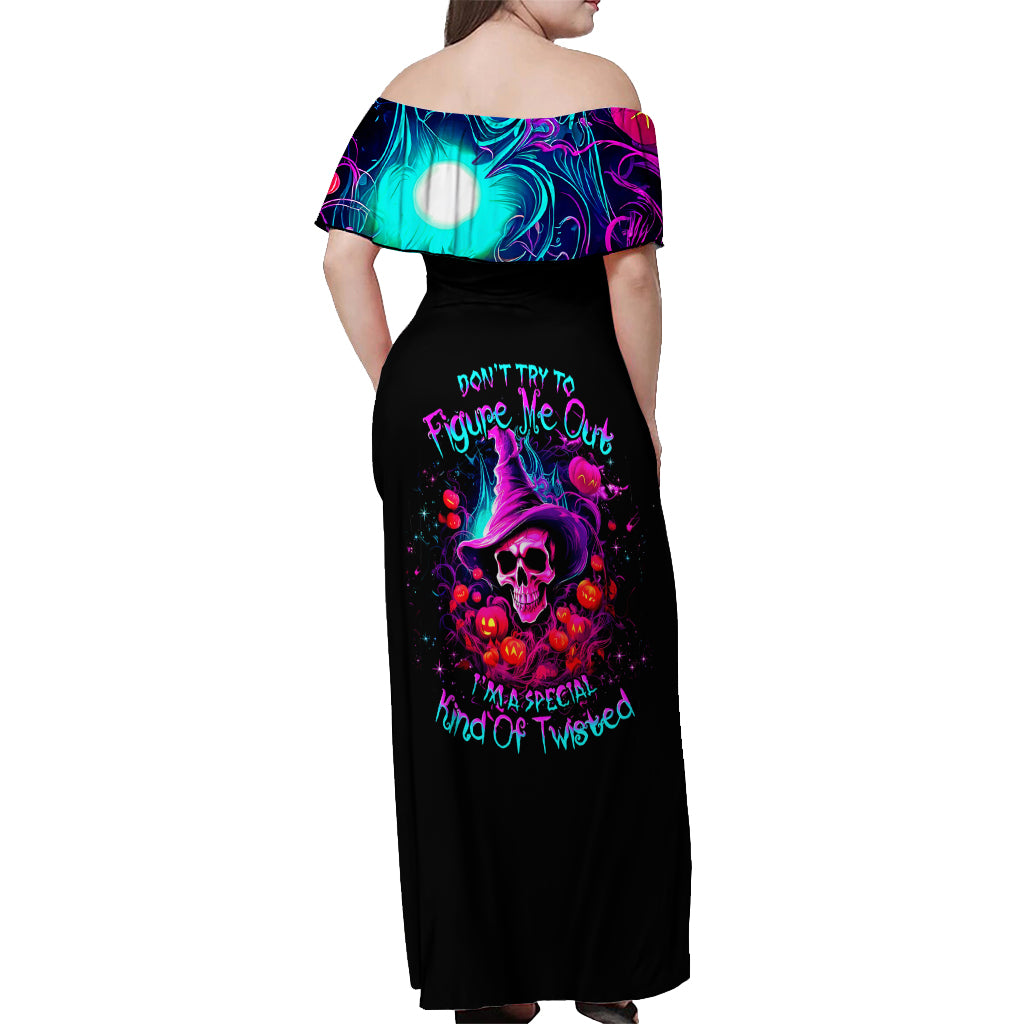 Witch Pumkin Skull Off Shoulder Maxi Dress Don't Try To Figure Me Out I'm A Special - Wonder Print Shop