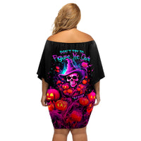 Witch Pumkin Skull Off Shoulder Short Dress Don't Try To Figure Me Out I'm A Special - Wonder Print Shop