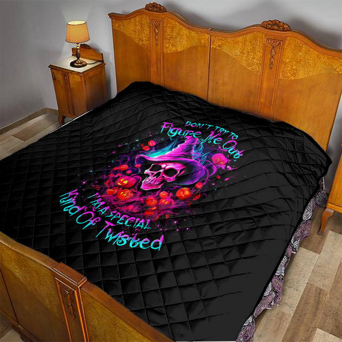 Witch Pumkin Skull Quilt Don't Try To Figure Me Out I'm A Special - Wonder Print Shop