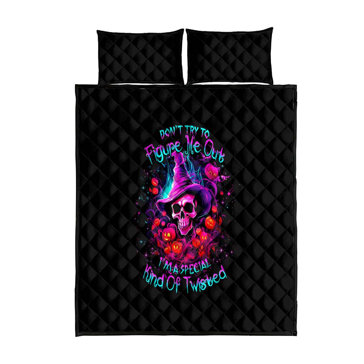 Witch Pumkin Skull Quilt Bed Set Don't Try To Figure Me Out I'm A Special - Wonder Print Shop