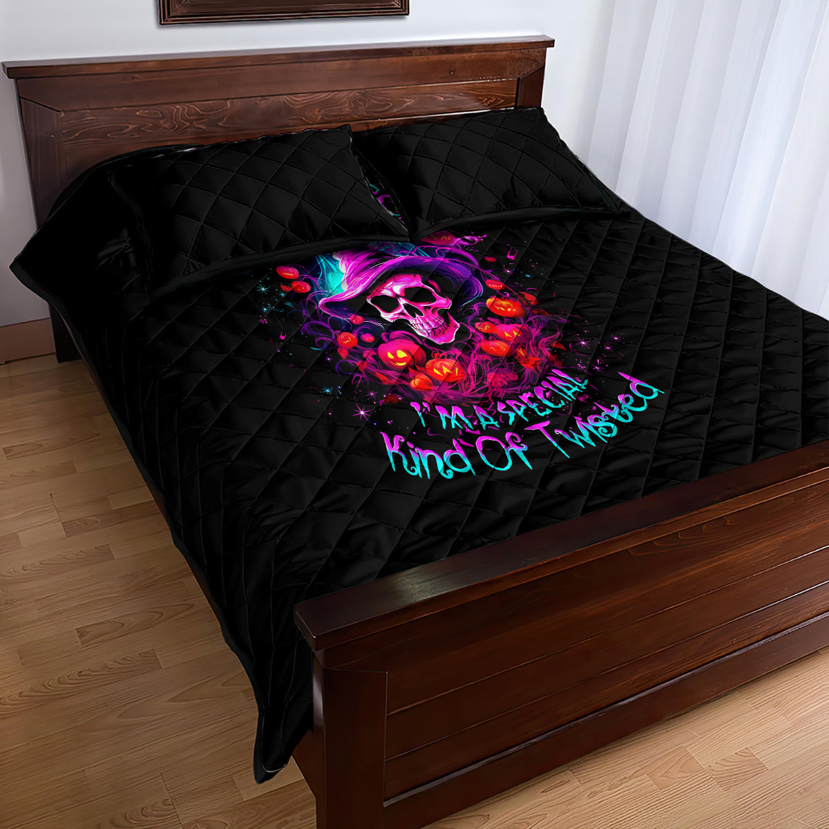 Witch Pumkin Skull Quilt Bed Set Don't Try To Figure Me Out I'm A Special - Wonder Print Shop