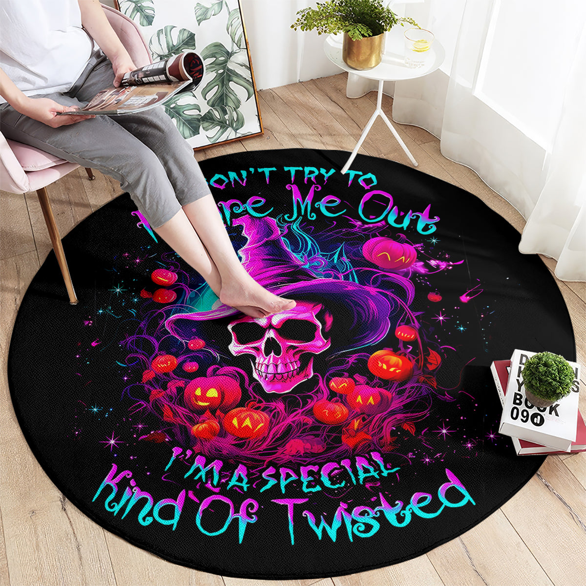 witch-pumkin-skull-round-carpet-dont-try-to-figure-me-out-im-a-special
