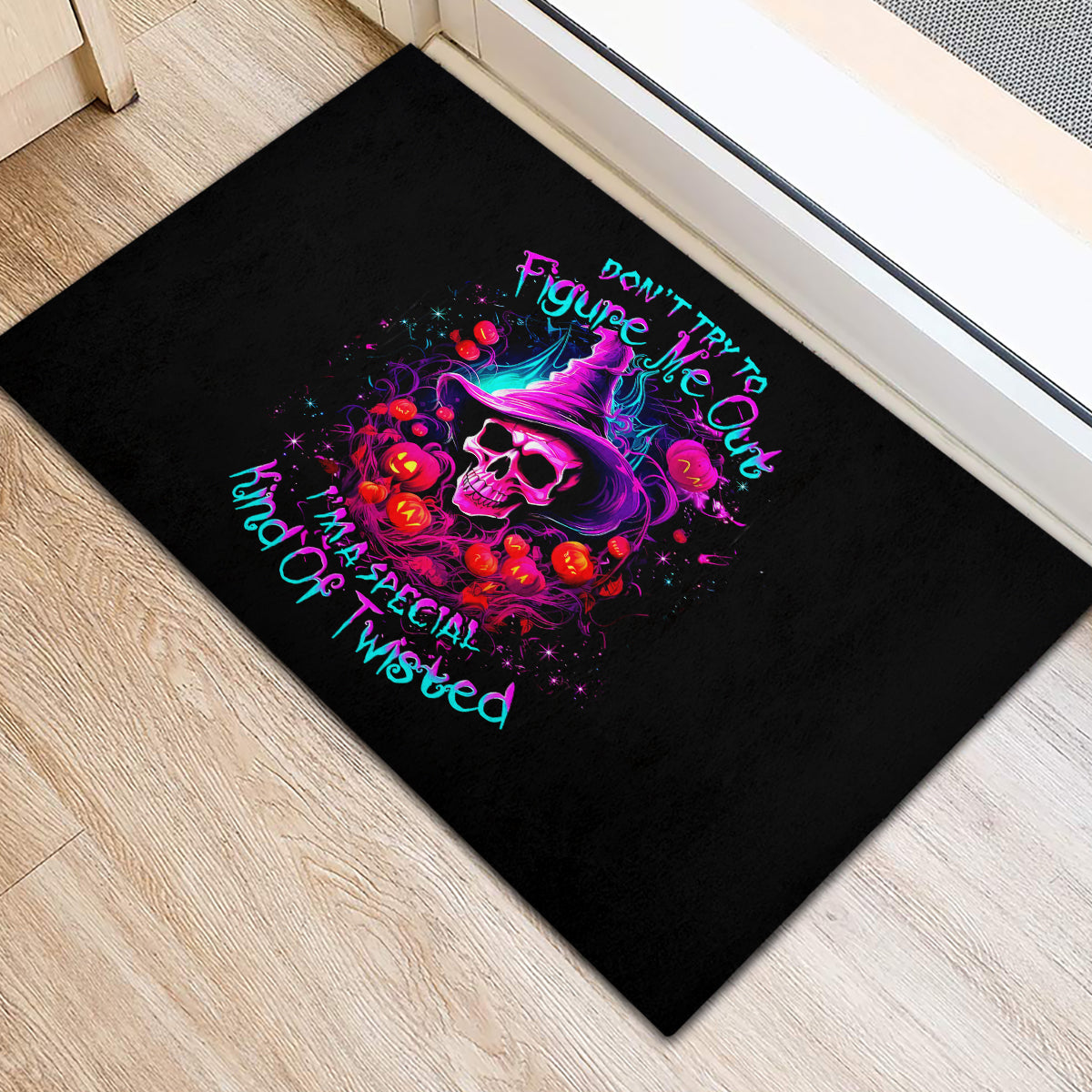 Witch Pumkin Skull Rubber Doormat Don't Try To Figure Me Out I'm A Special - Wonder Print Shop