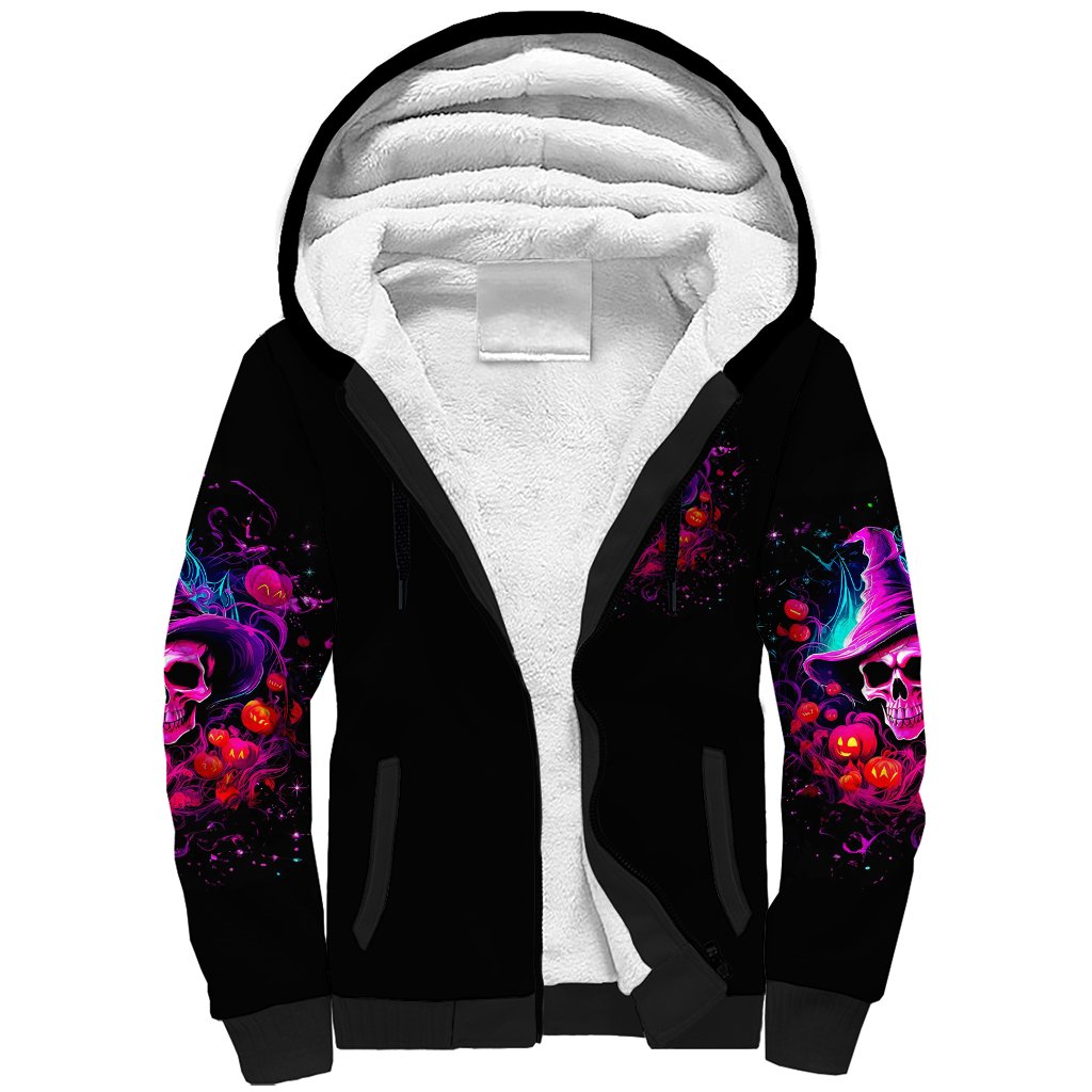 Witch Pumkin Skull Sherpa Hoodie Don't Try To Figure Me Out I'm A Special - Wonder Print Shop