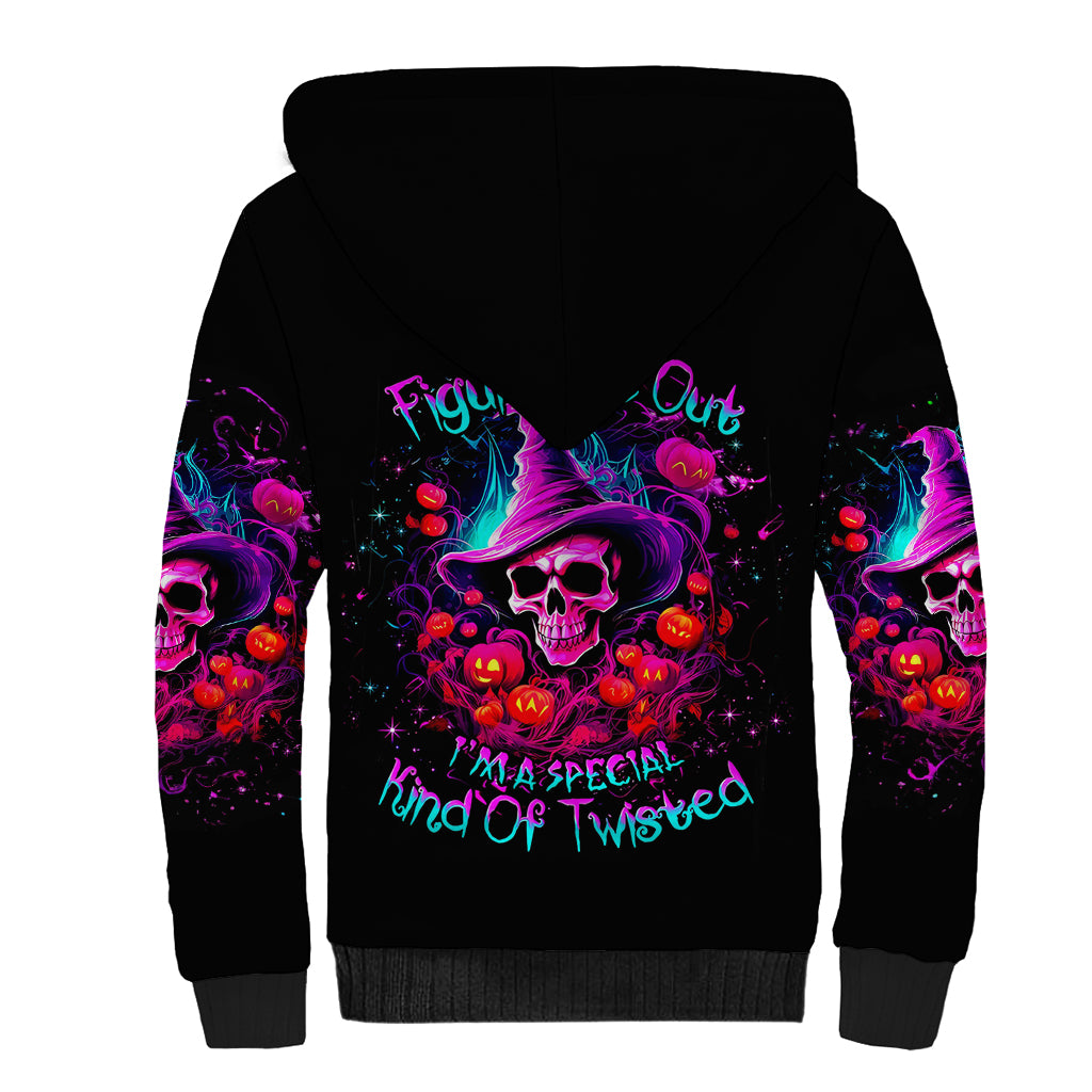 Witch Pumkin Skull Sherpa Hoodie Don't Try To Figure Me Out I'm A Special - Wonder Print Shop