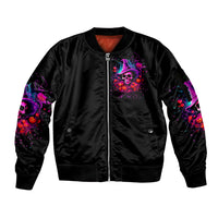 Witch Pumkin Skull Sleeve Zip Bomber Jacket Don't Try To Figure Me Out I'm A Special - Wonder Print Shop