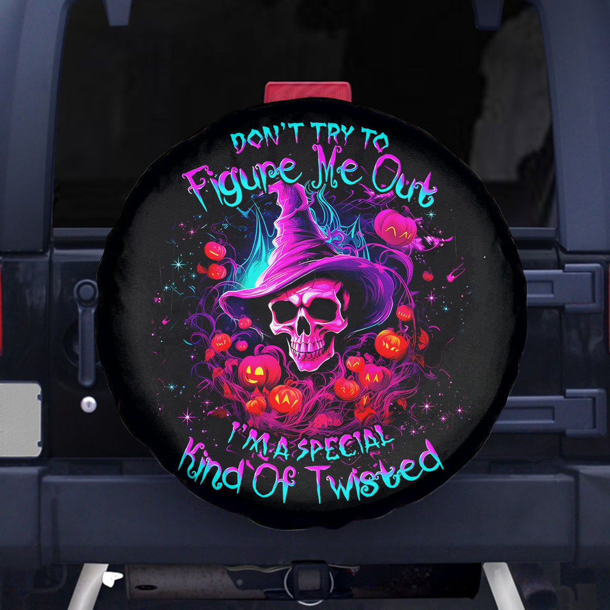 Witch Pumkin Skull Spare Tire Cover Don't Try To Figure Me Out I'm A Special - Wonder Print Shop