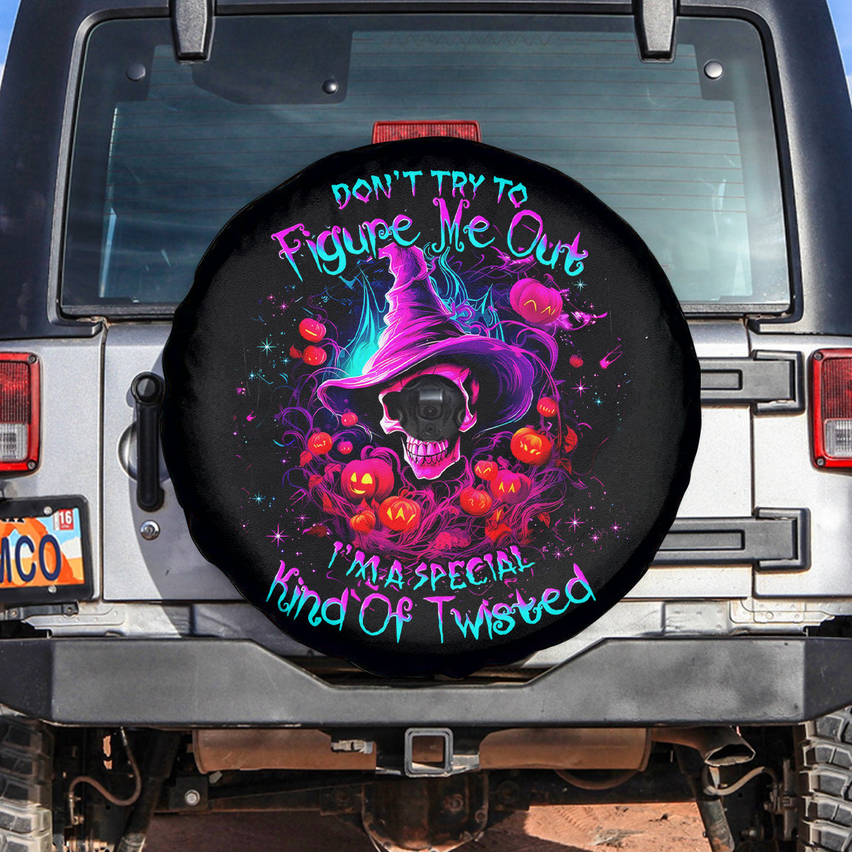 Witch Pumkin Skull Spare Tire Cover Don't Try To Figure Me Out I'm A Special - Wonder Print Shop