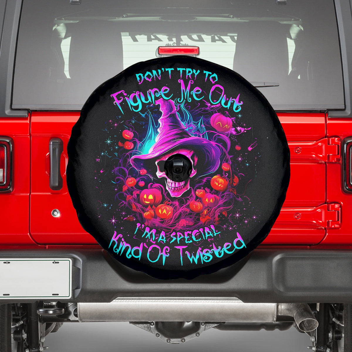 Witch Pumkin Skull Spare Tire Cover Don't Try To Figure Me Out I'm A Special - Wonder Print Shop