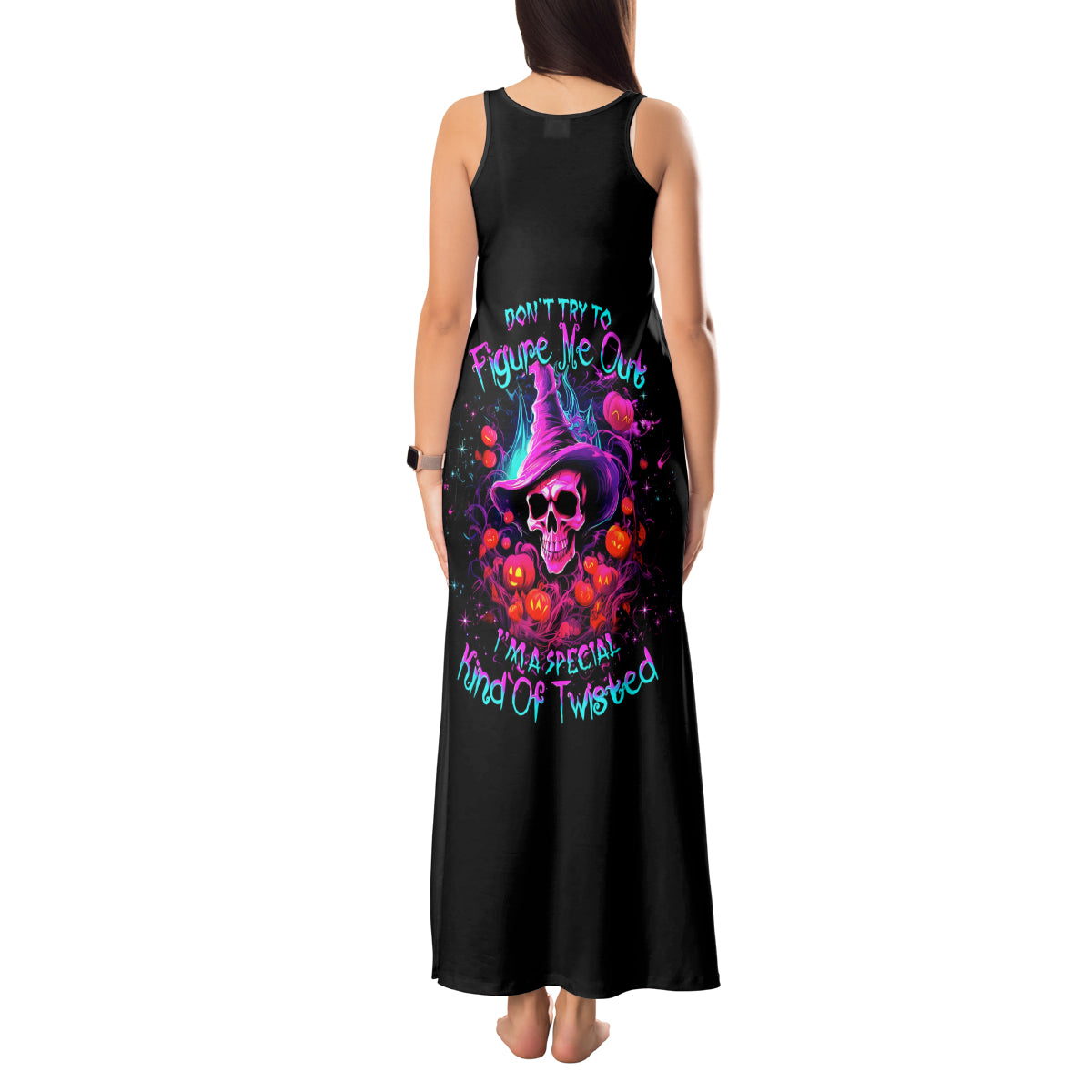Witch Pumkin Skull Tank Maxi Dress Don't Try To Figure Me Out I'm A Special - Wonder Print Shop
