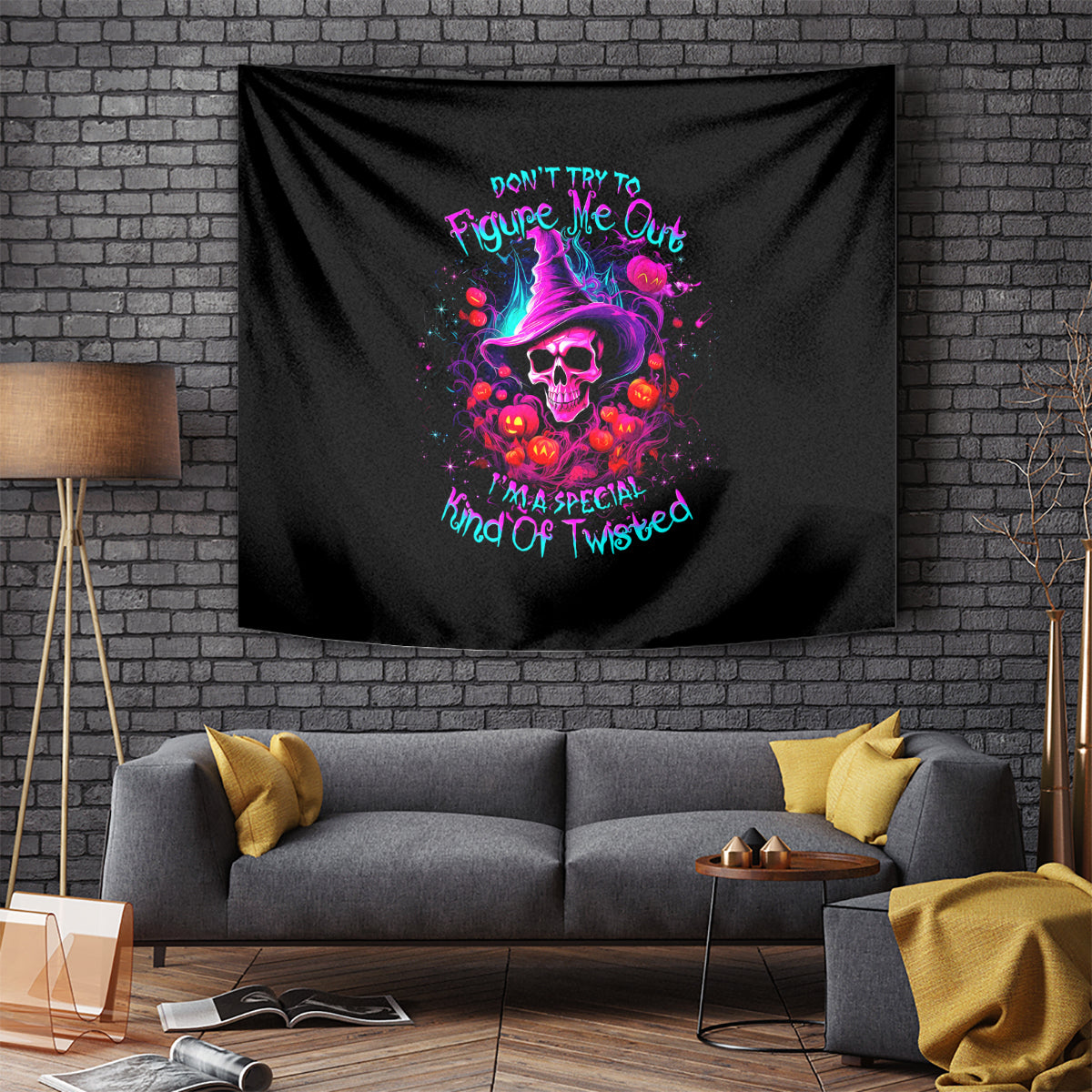 Witch Pumkin Skull Tapestry Don't Try To Figure Me Out I'm A Special - Wonder Print Shop
