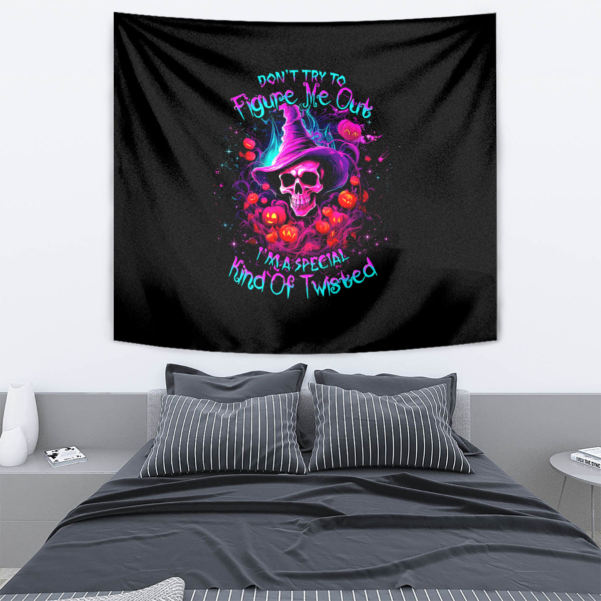 Witch Pumkin Skull Tapestry Don't Try To Figure Me Out I'm A Special - Wonder Print Shop
