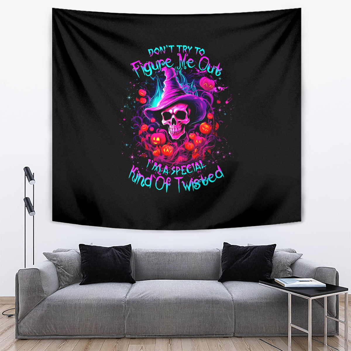 Witch Pumkin Skull Tapestry Don't Try To Figure Me Out I'm A Special - Wonder Print Shop