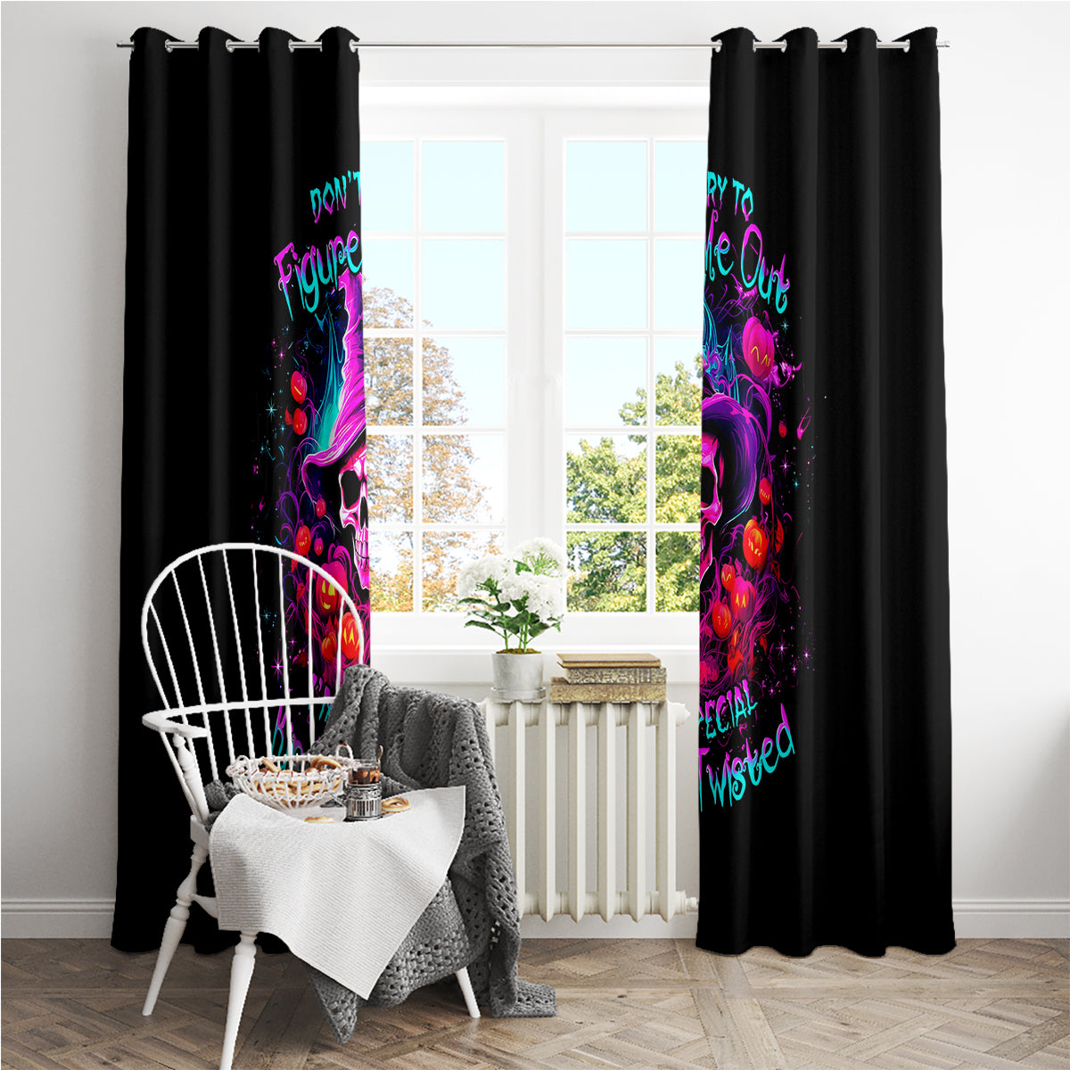 Witch Pumkin Skull Window Curtain Don't Try To Figure Me Out I'm A Special - Wonder Print Shop