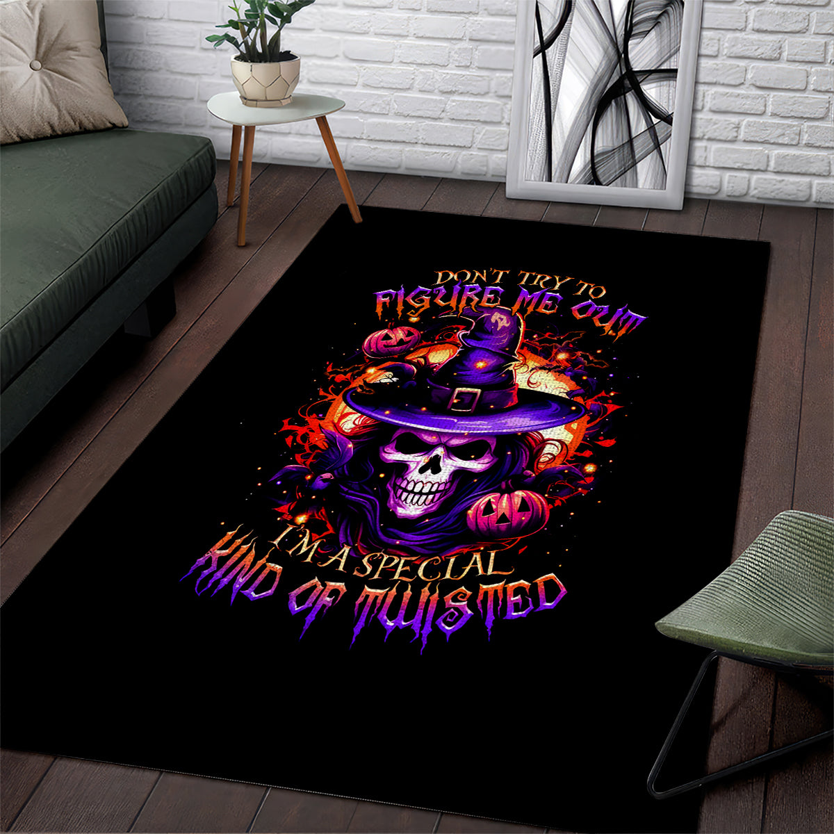 Wizard Skull Halloween Area Rug Don't Try To Figure Me Out I'm A Special - Wonder Print Shop