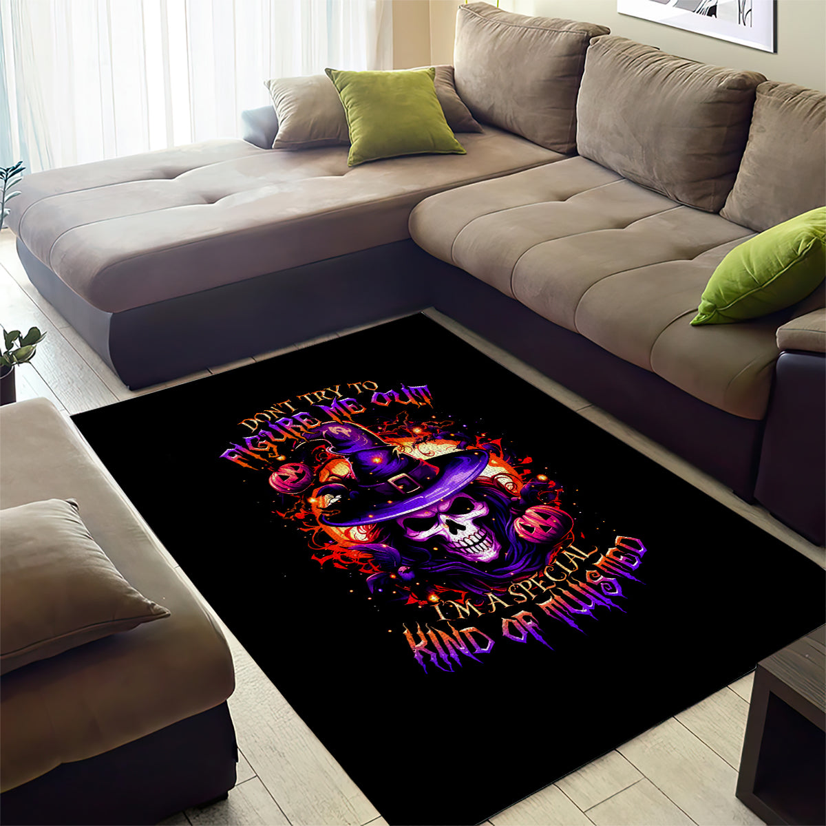 Wizard Skull Halloween Area Rug Don't Try To Figure Me Out I'm A Special - Wonder Print Shop