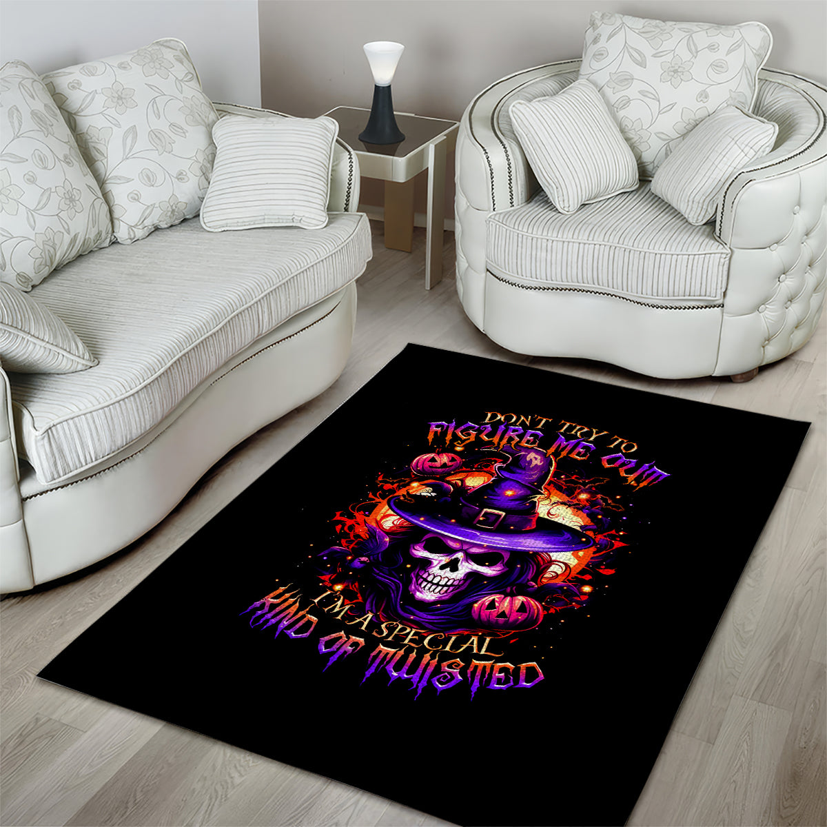 Wizard Skull Halloween Area Rug Don't Try To Figure Me Out I'm A Special - Wonder Print Shop