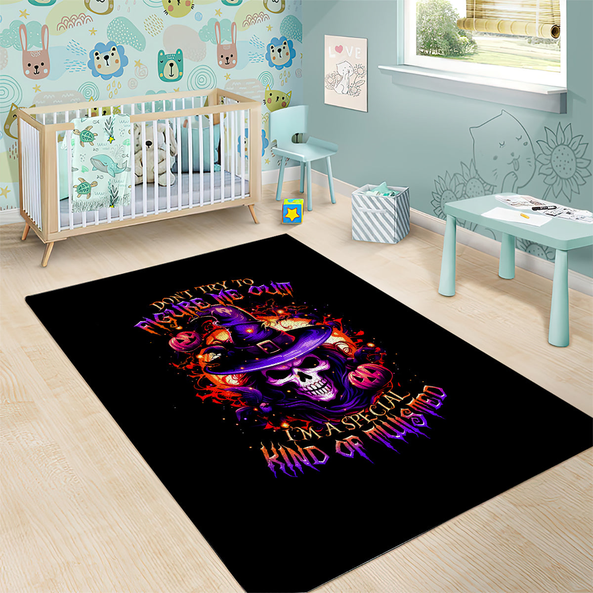Wizard Skull Halloween Area Rug Don't Try To Figure Me Out I'm A Special - Wonder Print Shop