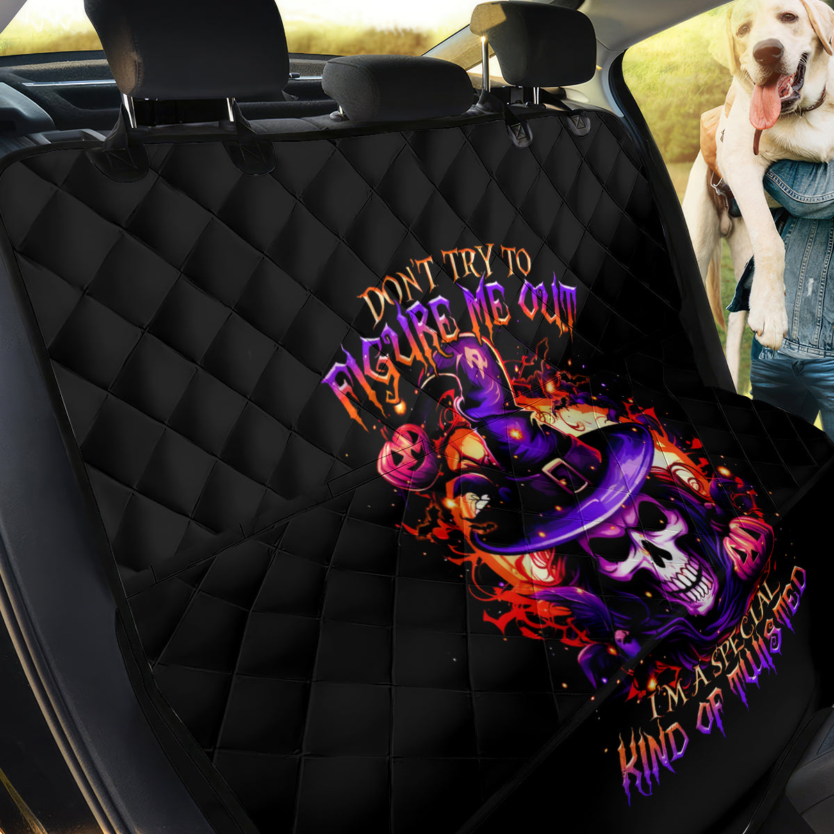 Wizard Skull Halloween Back Car Seat Cover Don't Try To Figure Me Out I'm A Special - Wonder Print Shop
