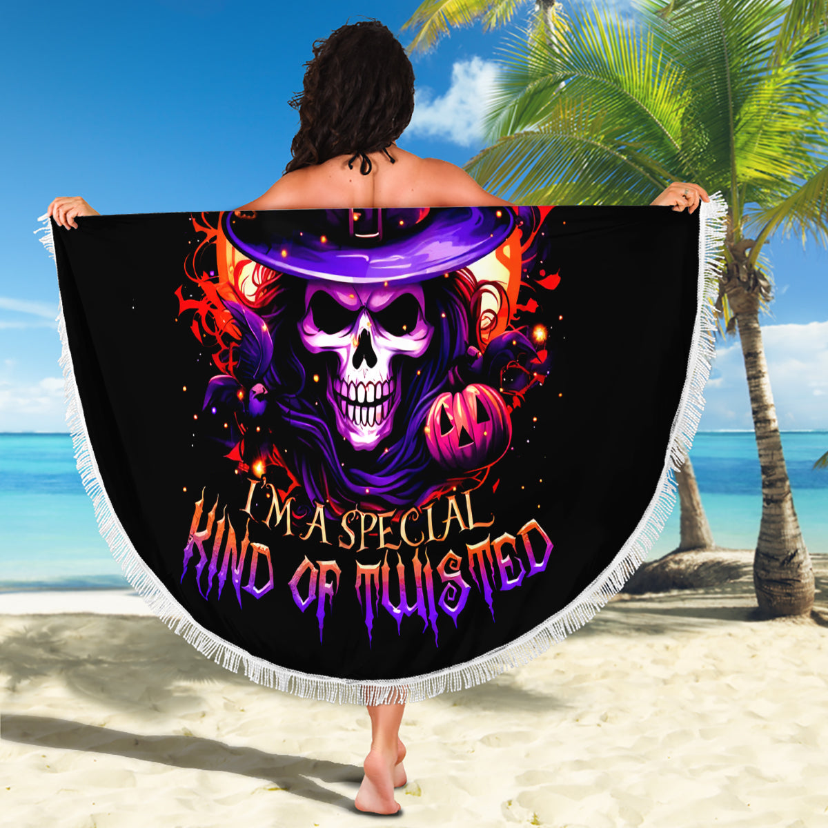 Wizard Skull Halloween Beach Blanket Don't Try To Figure Me Out I'm A Special - Wonder Print Shop