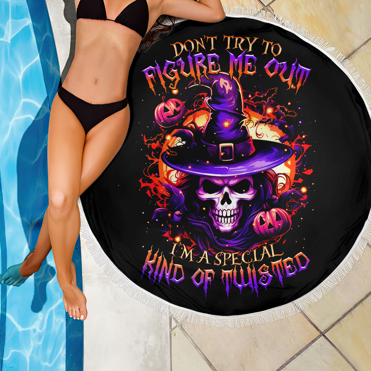 Wizard Skull Halloween Beach Blanket Don't Try To Figure Me Out I'm A Special - Wonder Print Shop