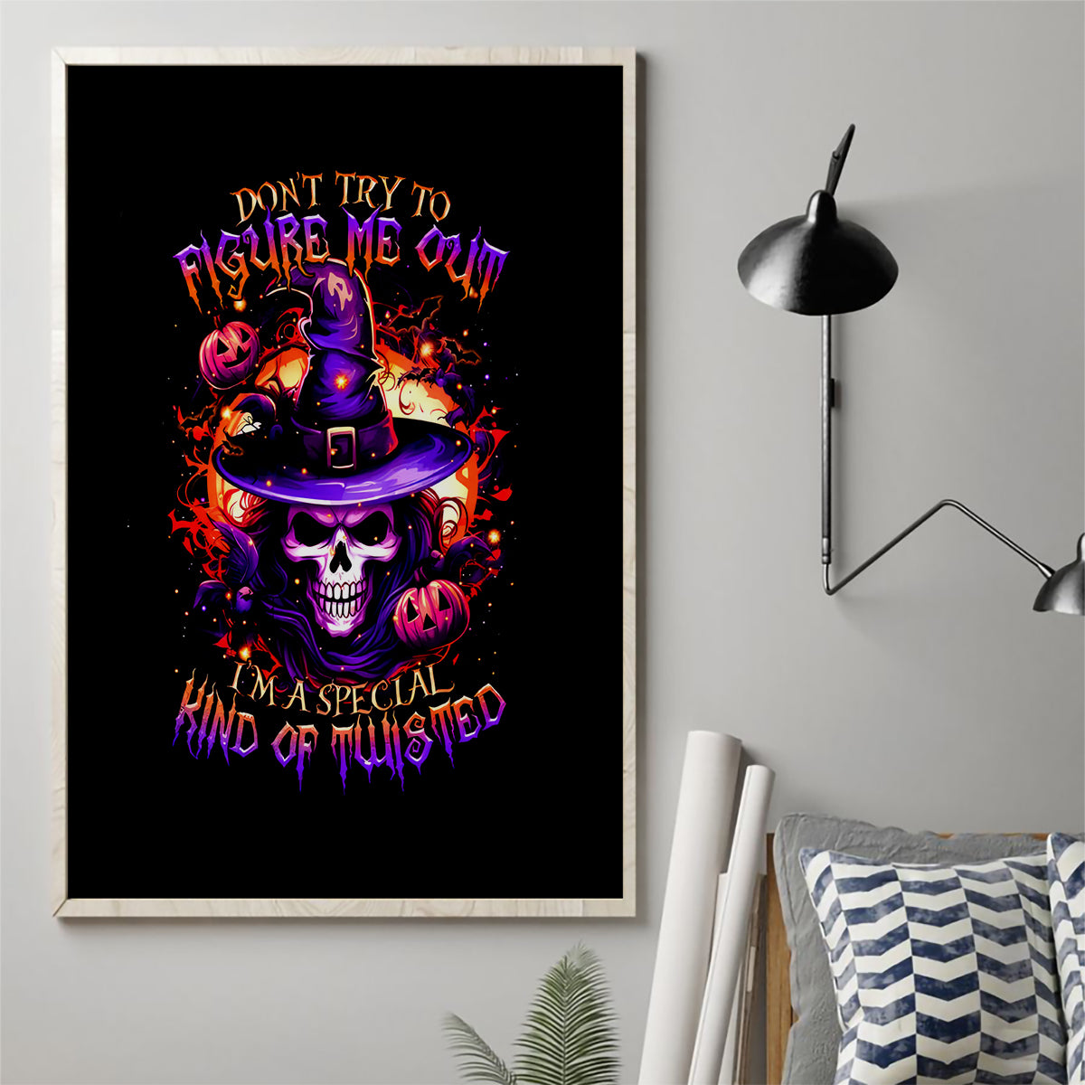 Wizard Skull Halloween Canvas Wall Art Don't Try To Figure Me Out I'm A Special - Wonder Print Shop