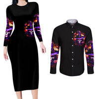 Wizard Skull Halloween Couples Matching Long Sleeve Bodycon Dress and Long Sleeve Button Shirt Don't Try To Figure Me Out I'm A Special - Wonder Print Shop