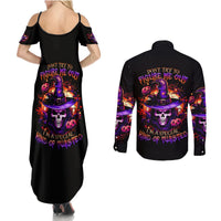 Wizard Skull Halloween Couples Matching Summer Maxi Dress and Long Sleeve Button Shirt Don't Try To Figure Me Out I'm A Special - Wonder Print Shop