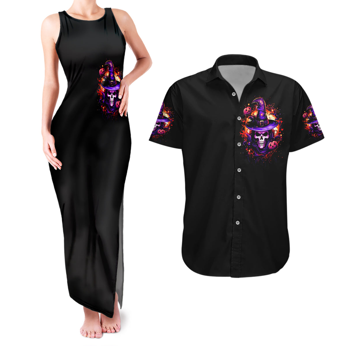 Wizard Skull Halloween Couples Matching Tank Maxi Dress and Hawaiian Shirt Don't Try To Figure Me Out I'm A Special - Wonder Print Shop