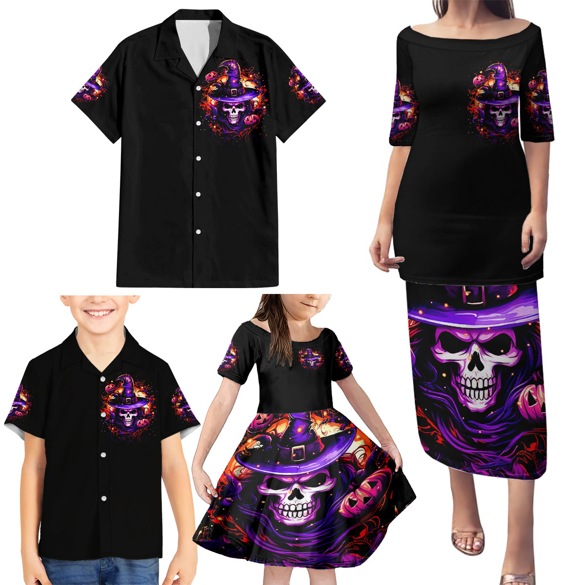 Wizard Skull Halloween Family Matching Puletasi Dress and Hawaiian Shirt Don't Try To Figure Me Out I'm A Special - Wonder Print Shop