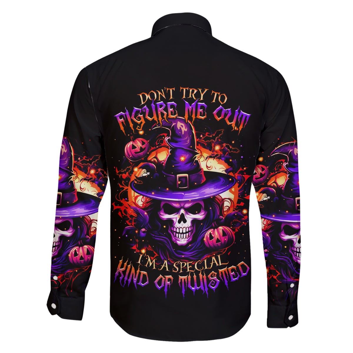 Wizard Skull Halloween Family Matching Short Sleeve Bodycon Dress and Hawaiian Shirt Don't Try To Figure Me Out I'm A Special - Wonder Print Shop