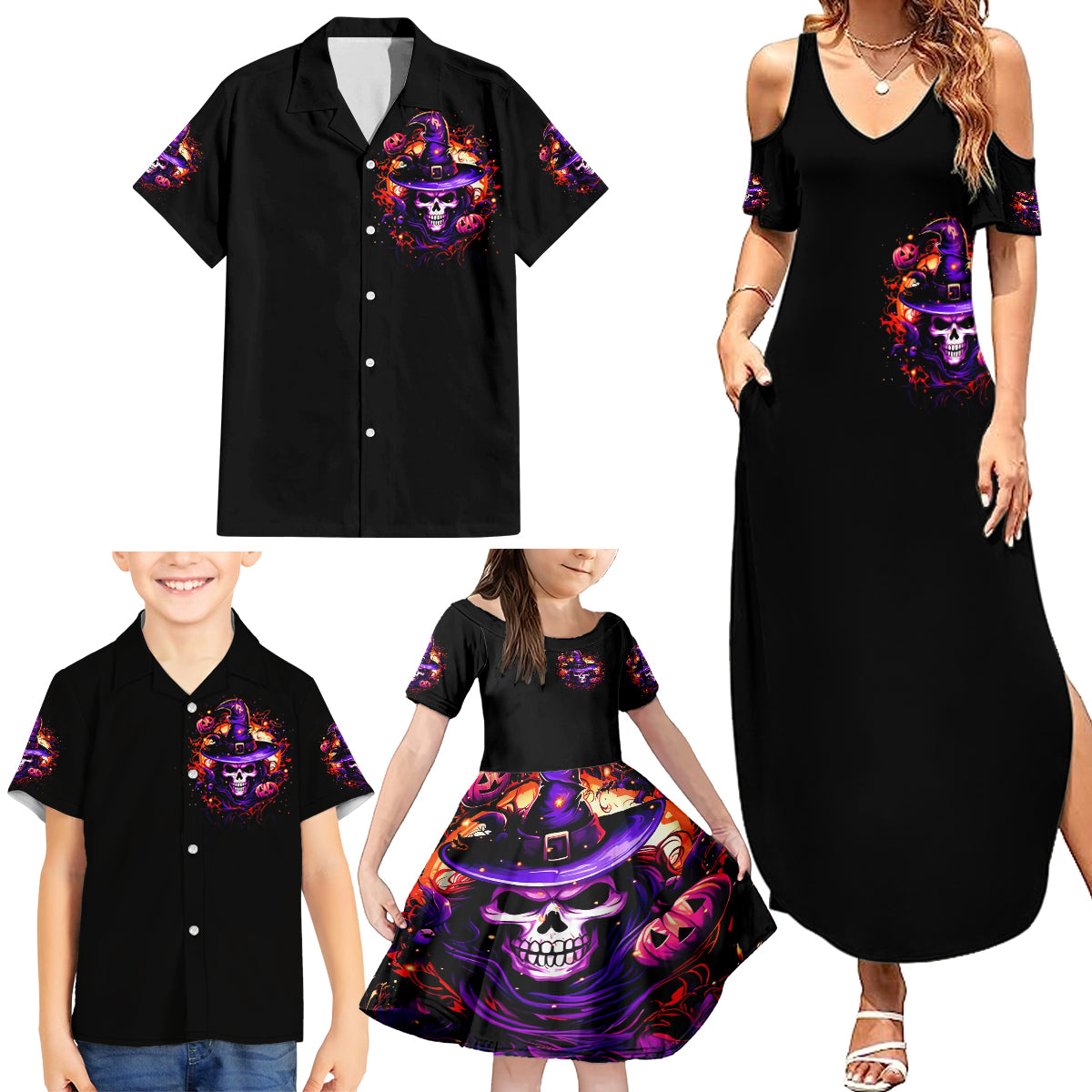 Wizard Skull Halloween Family Matching Summer Maxi Dress and Hawaiian Shirt Don't Try To Figure Me Out I'm A Special - Wonder Print Shop