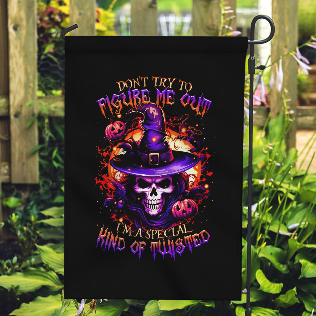 Wizard Skull Halloween Garden Flag Don't Try To Figure Me Out I'm A Special - Wonder Print Shop