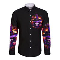 Wizard Skull Halloween Long Sleeve Button Shirt Don't Try To Figure Me Out I'm A Special - Wonder Print Shop