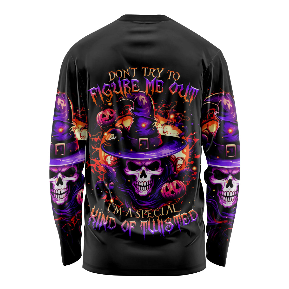 Wizard Skull Halloween Long Sleeve Shirt Don't Try To Figure Me Out I'm A Special - Wonder Print Shop