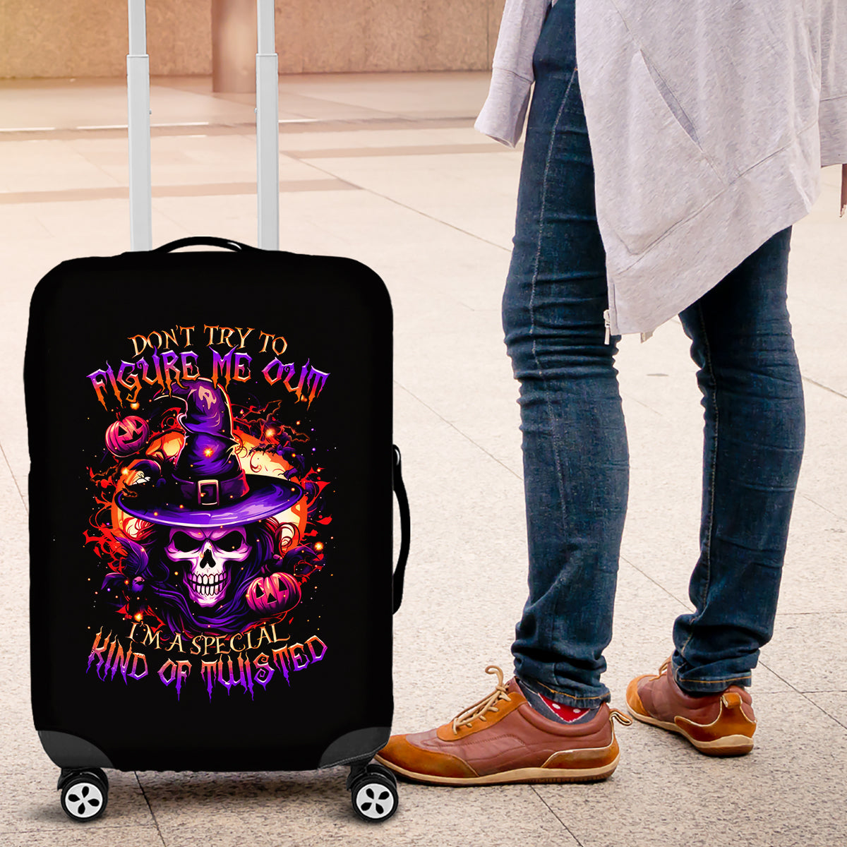 Wizard Skull Halloween Luggage Cover Don't Try To Figure Me Out I'm A Special - Wonder Print Shop