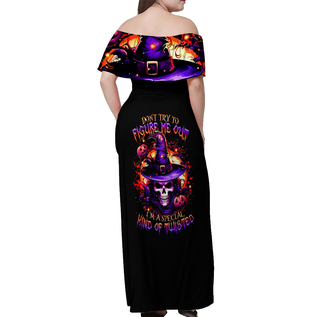 Wizard Skull Halloween Off Shoulder Maxi Dress Don't Try To Figure Me Out I'm A Special - Wonder Print Shop