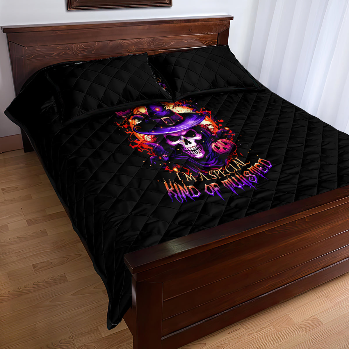 Wizard Skull Halloween Quilt Bed Set Don't Try To Figure Me Out I'm A Special - Wonder Print Shop