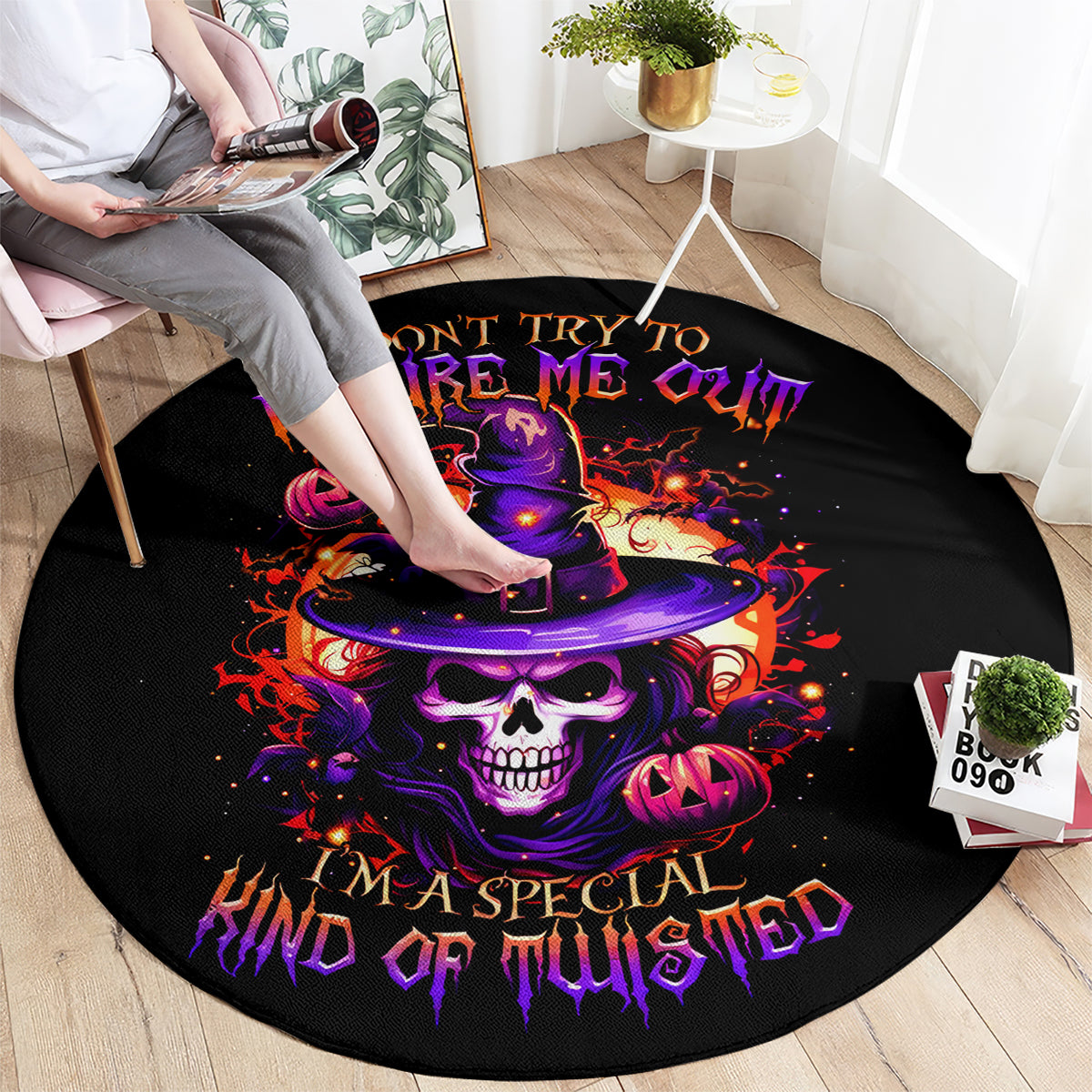 wizard-skull-halloween-round-carpet-dont-try-to-figure-me-out-im-a-special
