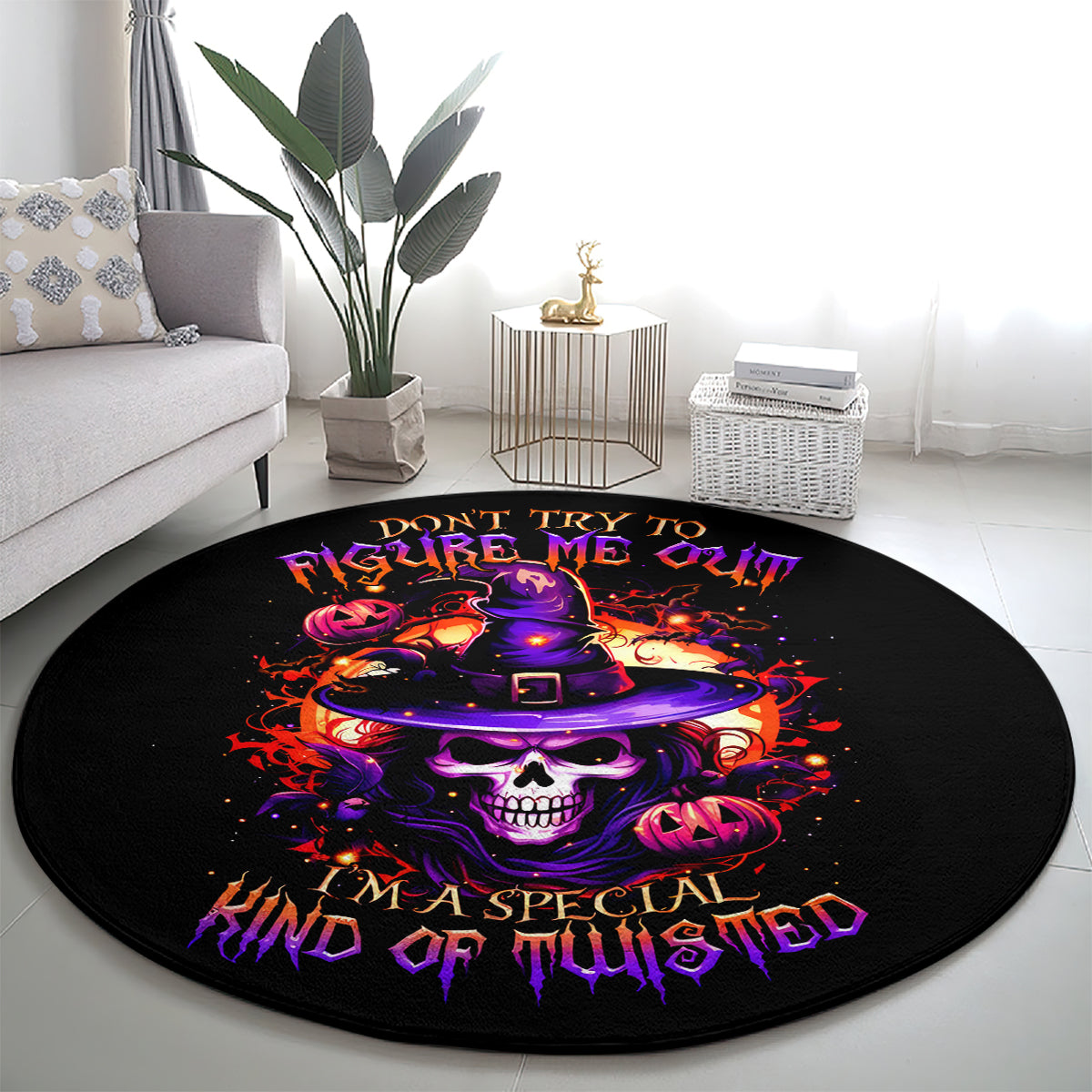 wizard-skull-halloween-round-carpet-dont-try-to-figure-me-out-im-a-special