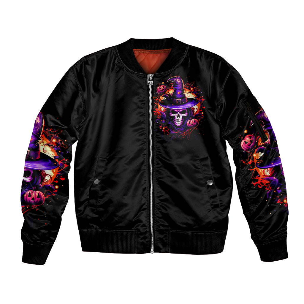 Wizard Skull Halloween Sleeve Zip Bomber Jacket Don't Try To Figure Me Out I'm A Special - Wonder Print Shop