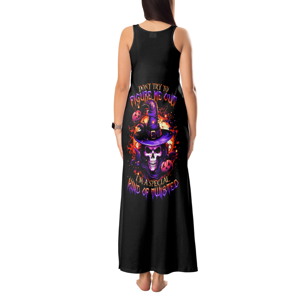 Wizard Skull Halloween Tank Maxi Dress Don't Try To Figure Me Out I'm A Special - Wonder Print Shop