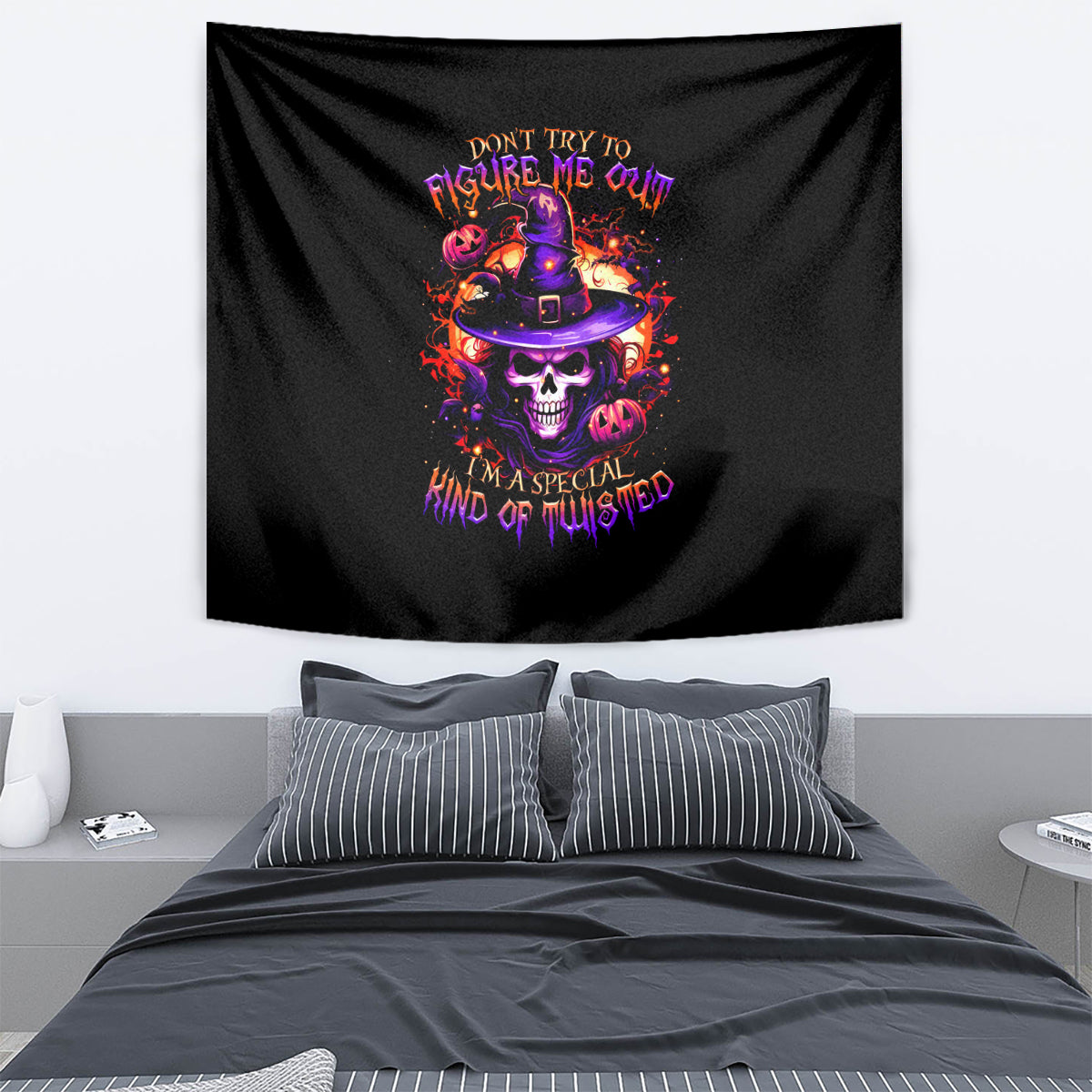 Wizard Skull Halloween Tapestry Don't Try To Figure Me Out I'm A Special - Wonder Print Shop