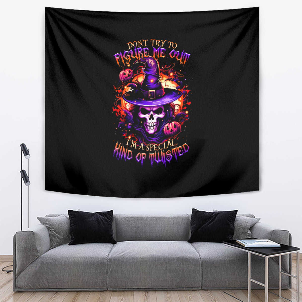 Wizard Skull Halloween Tapestry Don't Try To Figure Me Out I'm A Special - Wonder Print Shop
