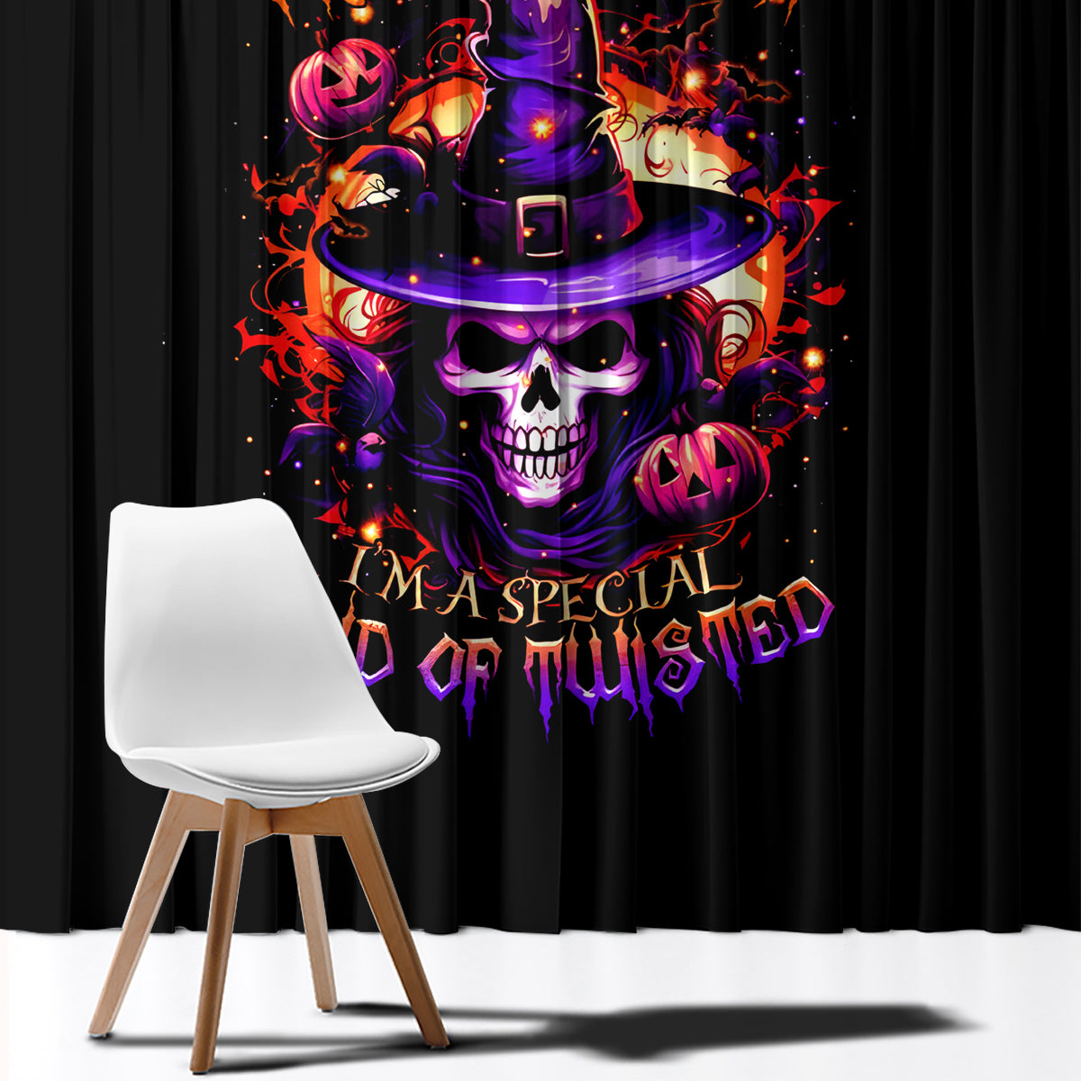Wizard Skull Halloween Window Curtain Don't Try To Figure Me Out I'm A Special - Wonder Print Shop