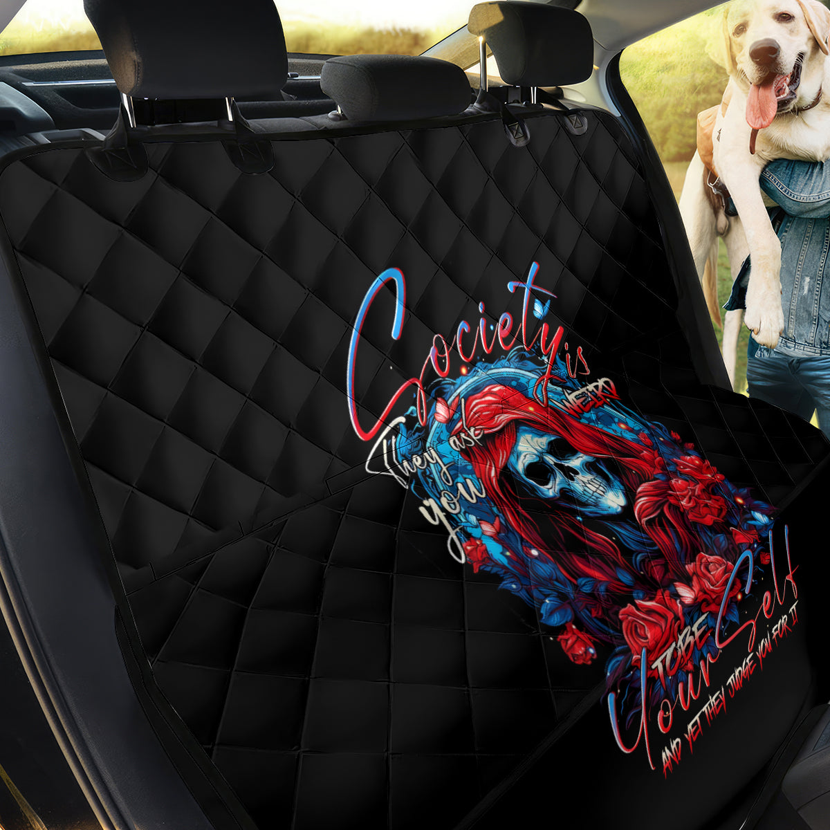 Lady Skull Back Car Seat Cover They Ask You To Be Yourself And Yet They Judge You - Wonder Print Shop