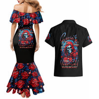 Lady Skull Couples Matching Mermaid Dress and Hawaiian Shirt They Ask You To Be Yourself And Yet They Judge You - Wonder Print Shop