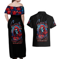 Lady Skull Couples Matching Off Shoulder Maxi Dress and Hawaiian Shirt They Ask You To Be Yourself And Yet They Judge You - Wonder Print Shop